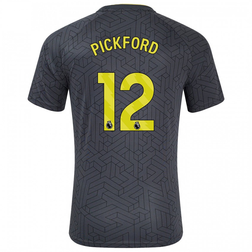 Kinder Jordan Pickford #12 Schwarz Gelb Auswärtstrikot Trikot 2024/25 T-Shirt Belgien