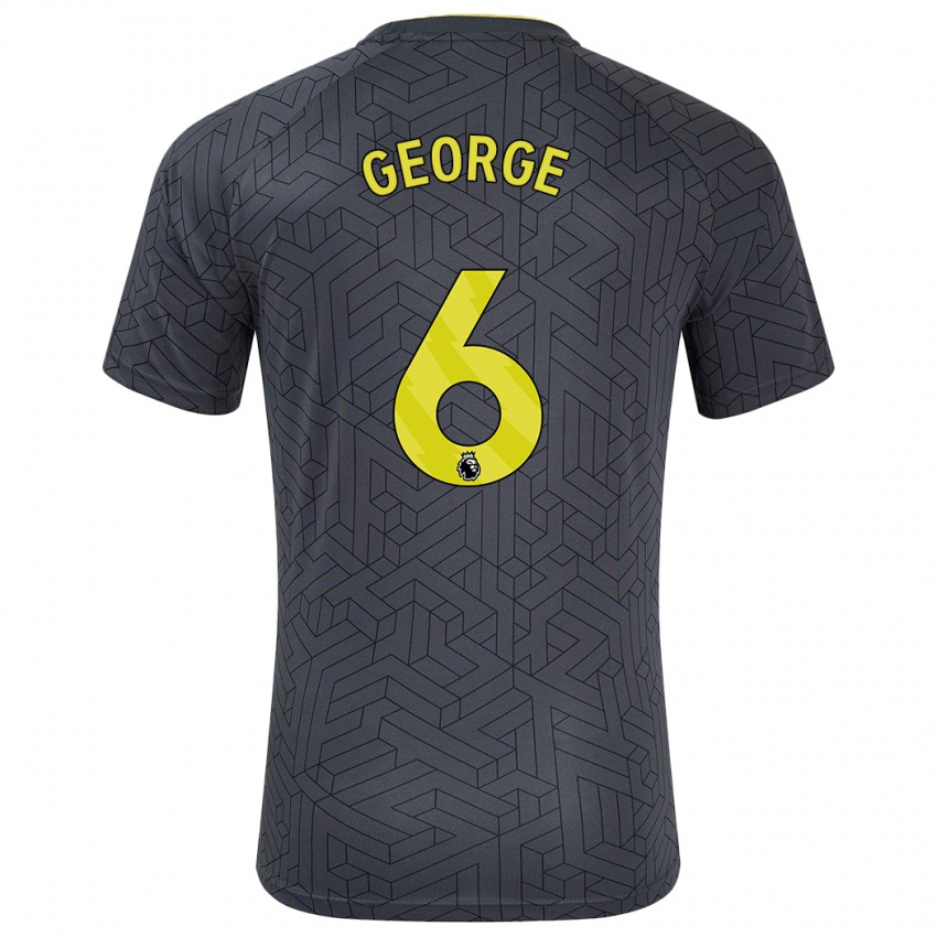 Kinder Gabrielle George #6 Schwarz Gelb Auswärtstrikot Trikot 2024/25 T-Shirt Belgien