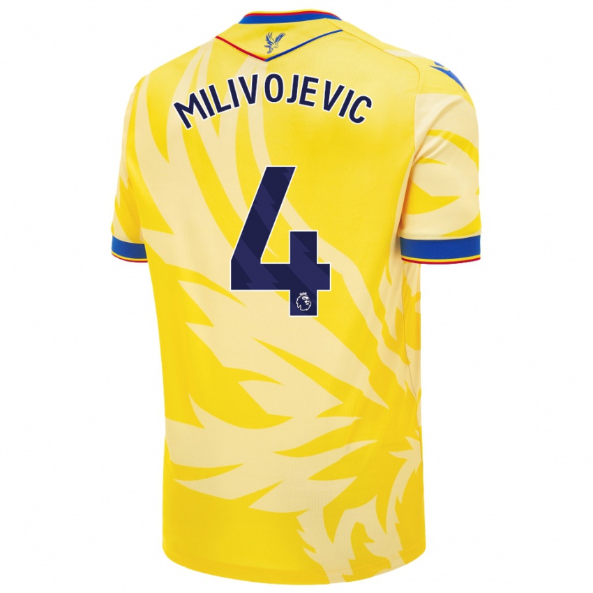 Enfant Maillot Luka Milivojevic #4 Jaune Tenues Extérieur 2024/25 T-Shirt Belgique