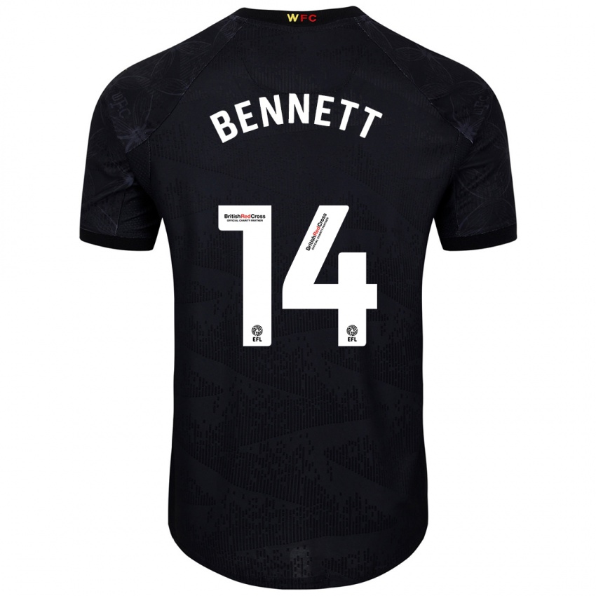 Enfant Maillot Harley Bennett #14 Noir Blanc Tenues Extérieur 2024/25 T-Shirt Belgique