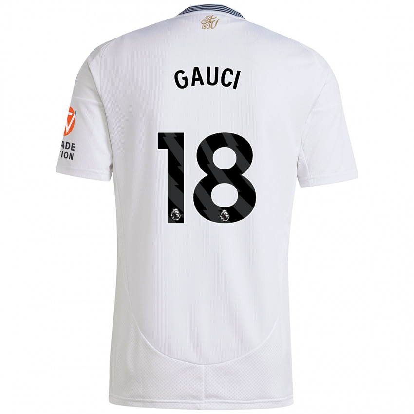 Enfant Maillot Joe Gauci #18 Blanc Tenues Extérieur 2024/25 T-Shirt Belgique