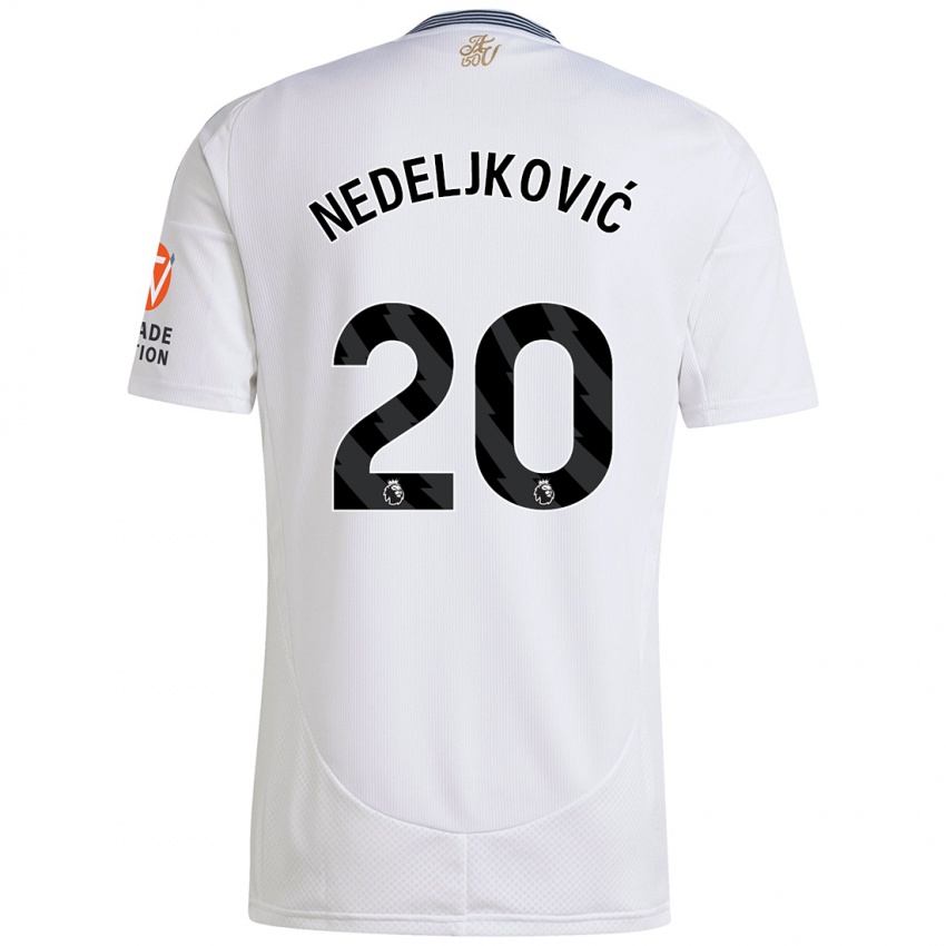 Enfant Maillot Kosta Nedeljkovic #20 Blanc Tenues Extérieur 2024/25 T-Shirt Belgique