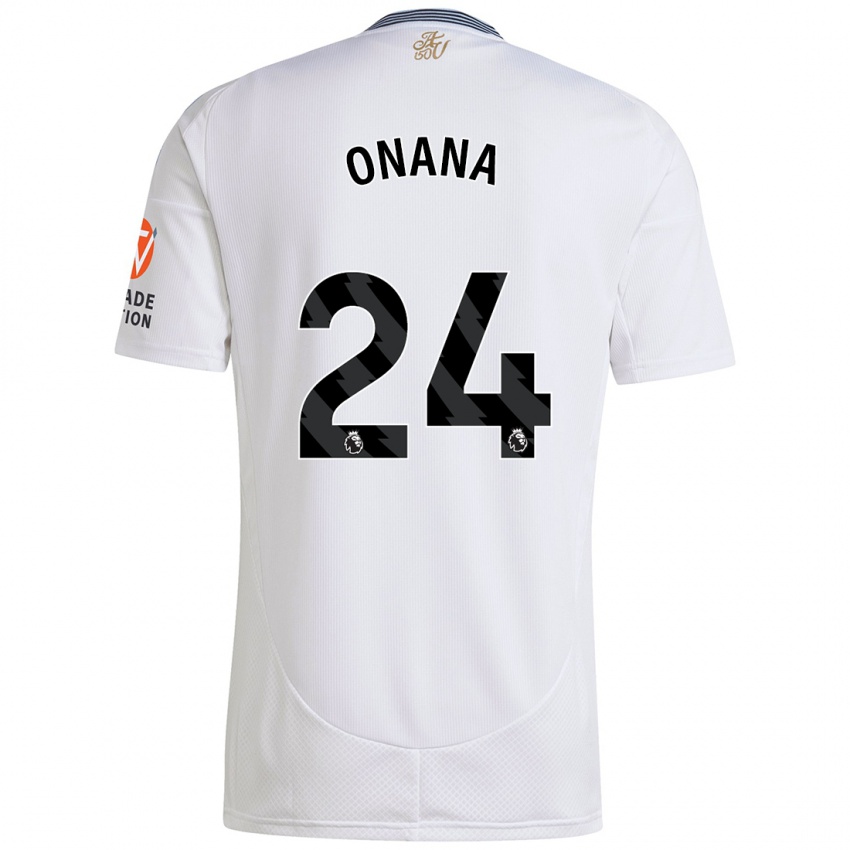 Enfant Maillot Amadou Onana #24 Blanc Tenues Extérieur 2024/25 T-Shirt Belgique