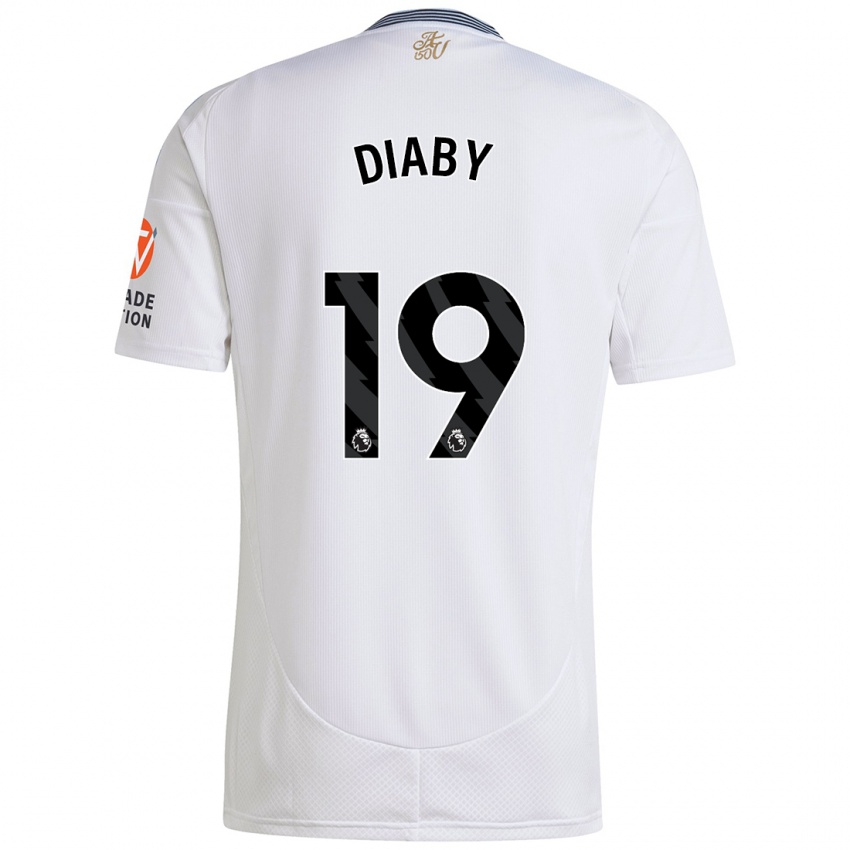 Kinder Moussa Diaby #19 Weiß Auswärtstrikot Trikot 2024/25 T-Shirt Belgien