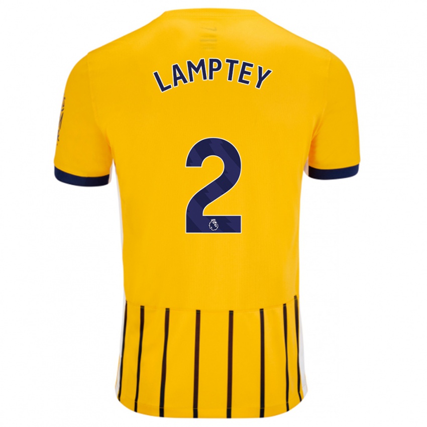 Kinder Tariq Lamptey #2 Gold Blau Nadelstreifen Auswärtstrikot Trikot 2024/25 T-Shirt Belgien