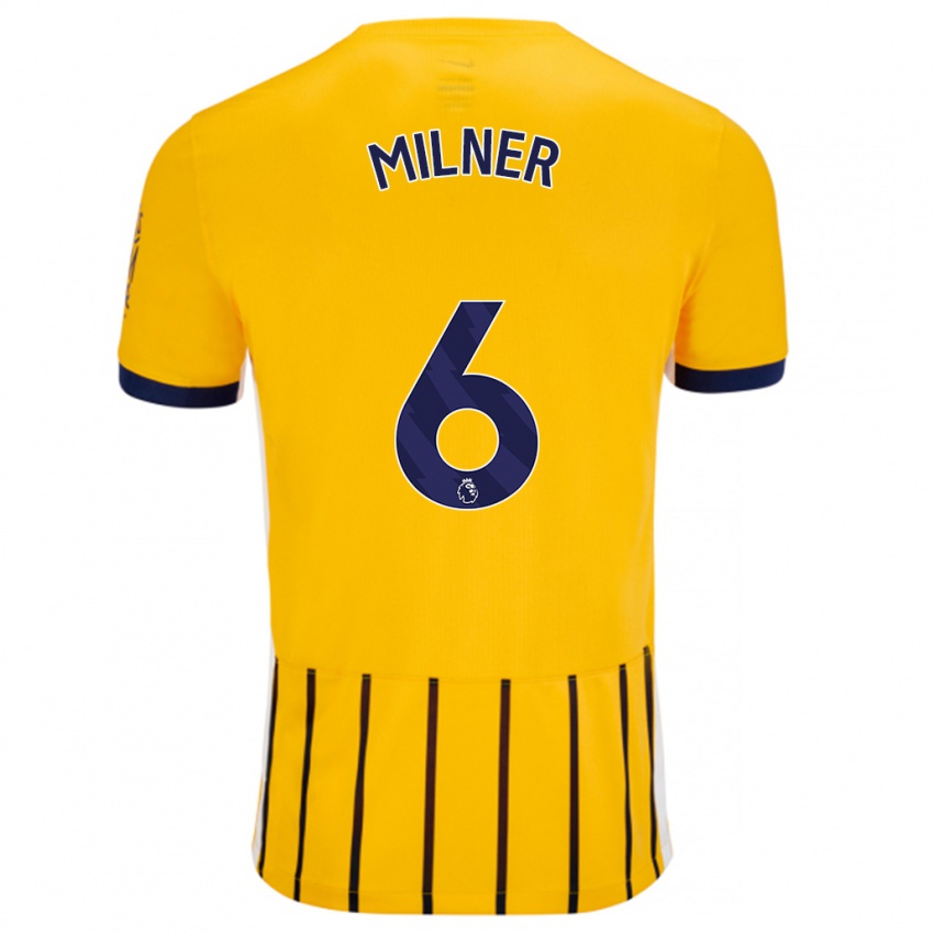 Kinder James Milner #6 Gold Blau Nadelstreifen Auswärtstrikot Trikot 2024/25 T-Shirt Belgien