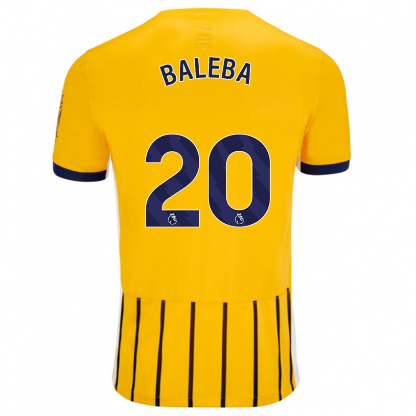 Kinder Carlos Baleba #20 Gold Blau Nadelstreifen Auswärtstrikot Trikot 2024/25 T-Shirt Belgien