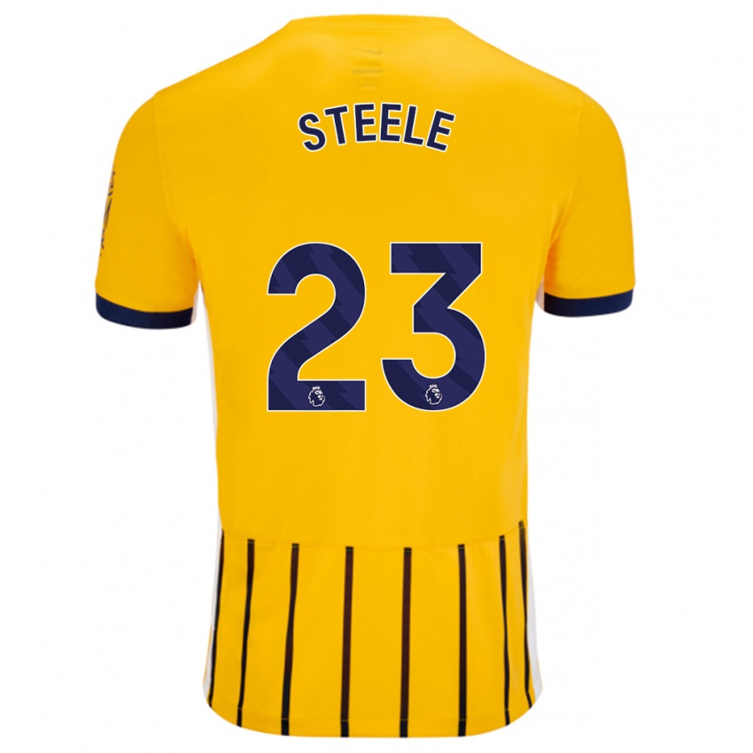 Kinder Jason Steele #23 Gold Blau Nadelstreifen Auswärtstrikot Trikot 2024/25 T-Shirt Belgien