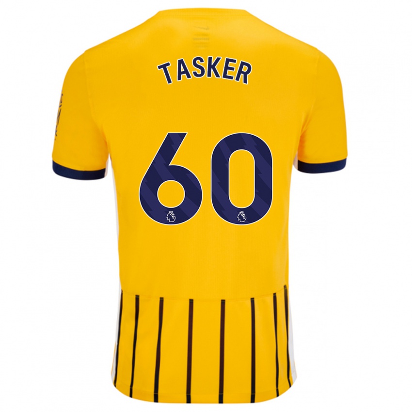 Kinder Charlie Tasker #60 Gold Blau Nadelstreifen Auswärtstrikot Trikot 2024/25 T-Shirt Belgien