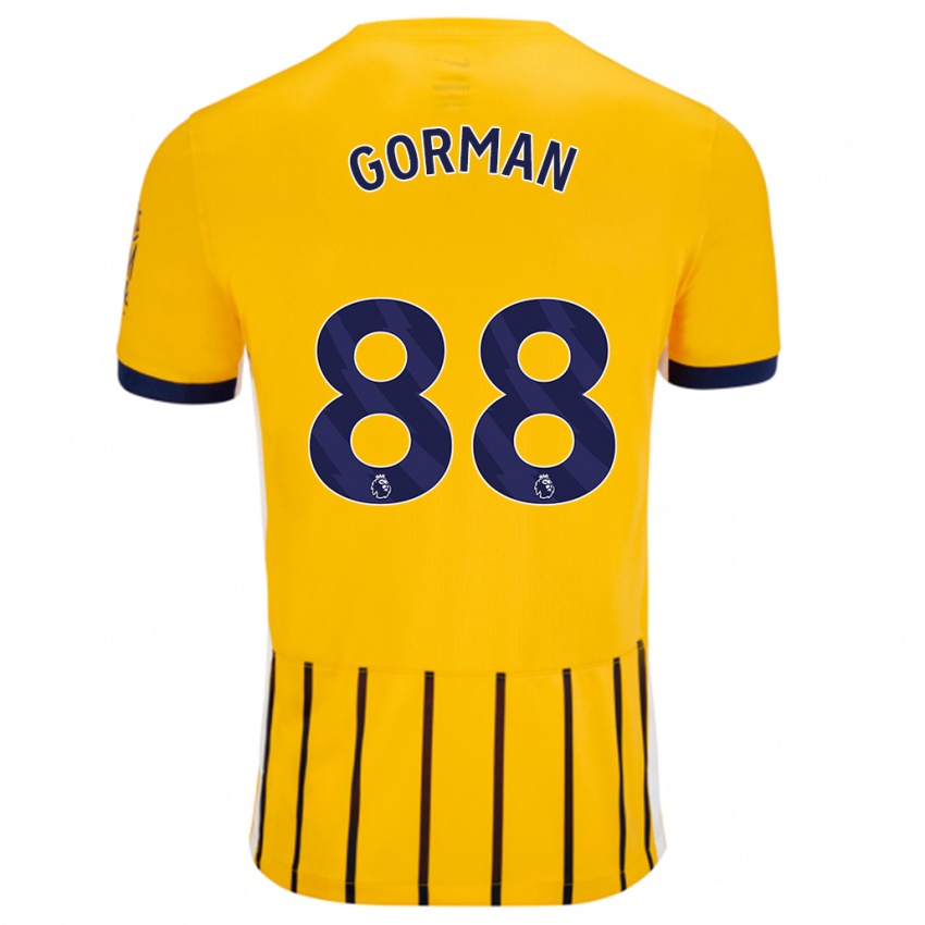 Kinder Ronnie Gorman #88 Gold Blau Nadelstreifen Auswärtstrikot Trikot 2024/25 T-Shirt Belgien