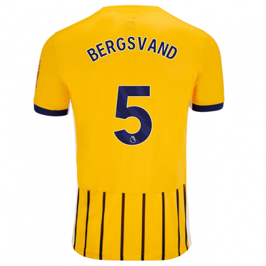 Kinder Guro Bergsvand #5 Gold Blau Nadelstreifen Auswärtstrikot Trikot 2024/25 T-Shirt Belgien