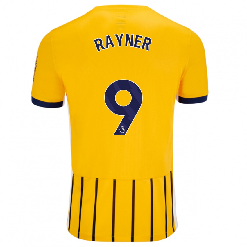 Kinderen Rebecca Rayner #9 Goud Blauw Krijtstrepen Uitshirt Uittenue 2024/25 T-Shirt België