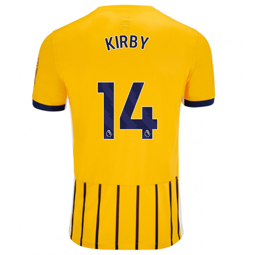 Kinder Fran Kirby #14 Gold Blau Nadelstreifen Auswärtstrikot Trikot 2024/25 T-Shirt Belgien