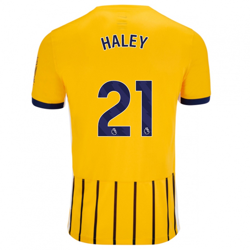 Kinder Madison Haley #21 Gold Blau Nadelstreifen Auswärtstrikot Trikot 2024/25 T-Shirt Belgien