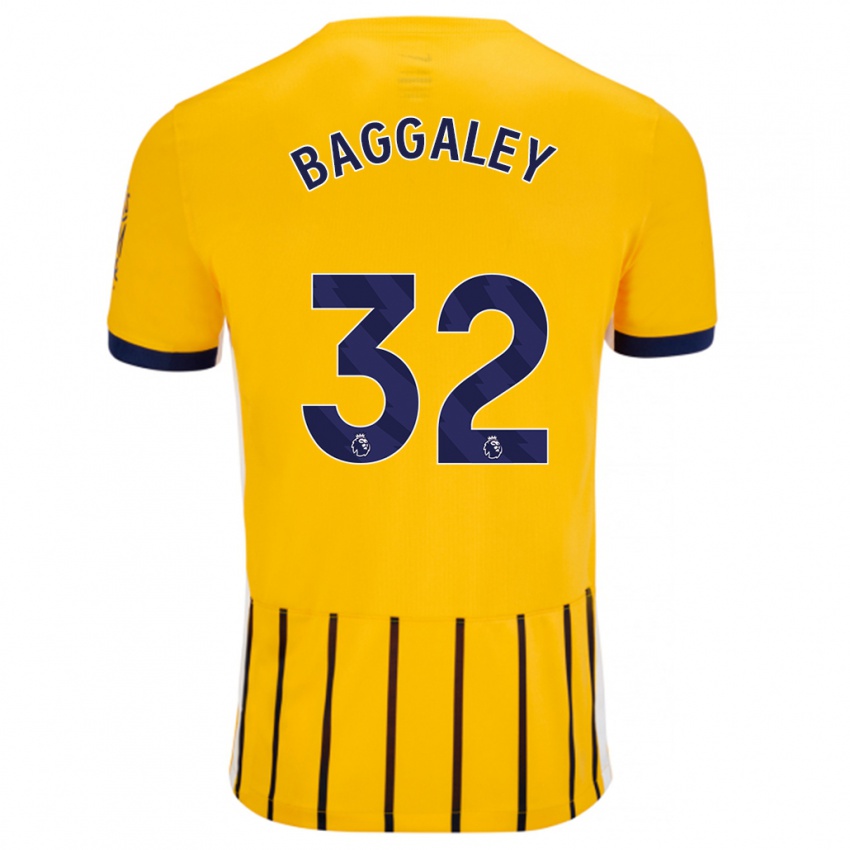 Kinder Sophie Baggaley #32 Gold Blau Nadelstreifen Auswärtstrikot Trikot 2024/25 T-Shirt Belgien