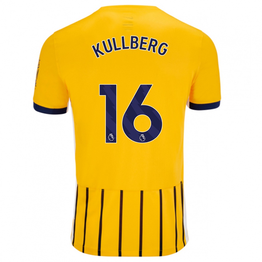 Kinder Emma Nanny Charlotte Kullberg #16 Gold Blau Nadelstreifen Auswärtstrikot Trikot 2024/25 T-Shirt Belgien