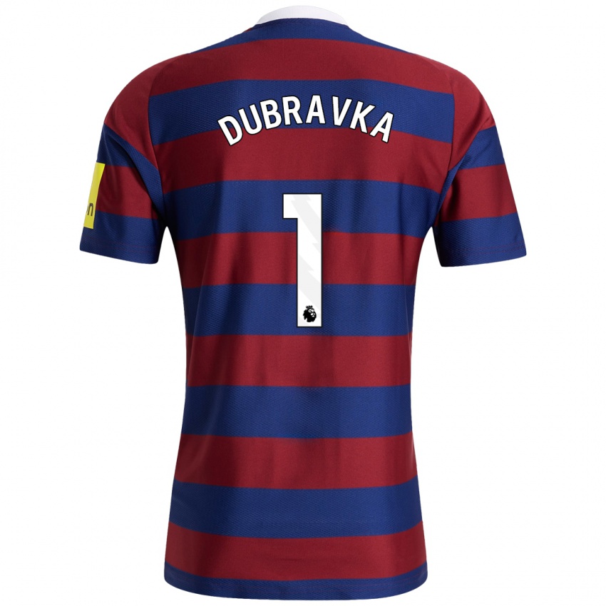 Enfant Maillot Martin Dúbravka #1 Bordeaux Bleu Marine Tenues Extérieur 2024/25 T-Shirt Belgique