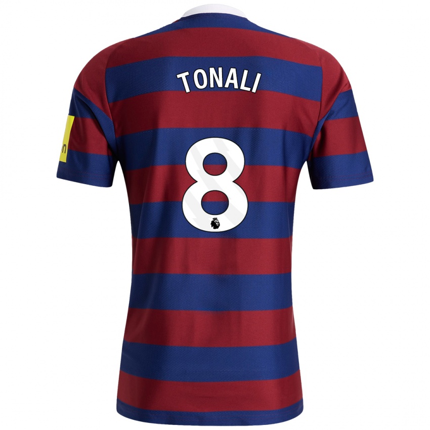 Enfant Maillot Sandro Tonali #8 Bordeaux Bleu Marine Tenues Extérieur 2024/25 T-Shirt Belgique