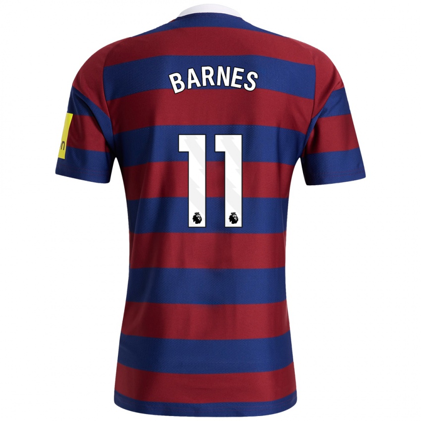 Enfant Maillot Harvey Barnes #11 Bordeaux Bleu Marine Tenues Extérieur 2024/25 T-Shirt Belgique