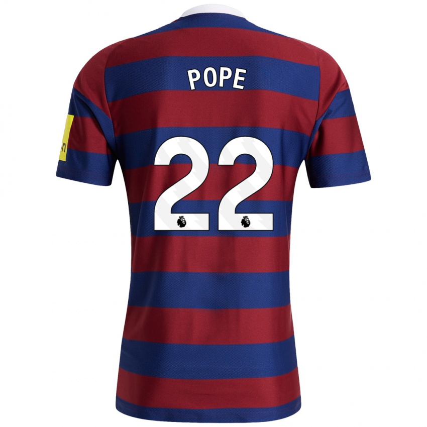 Enfant Maillot Nick Pope #22 Bordeaux Bleu Marine Tenues Extérieur 2024/25 T-Shirt Belgique