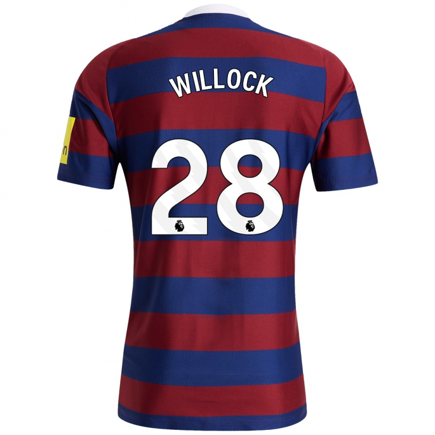 Enfant Maillot Joe Willock #28 Bordeaux Bleu Marine Tenues Extérieur 2024/25 T-Shirt Belgique