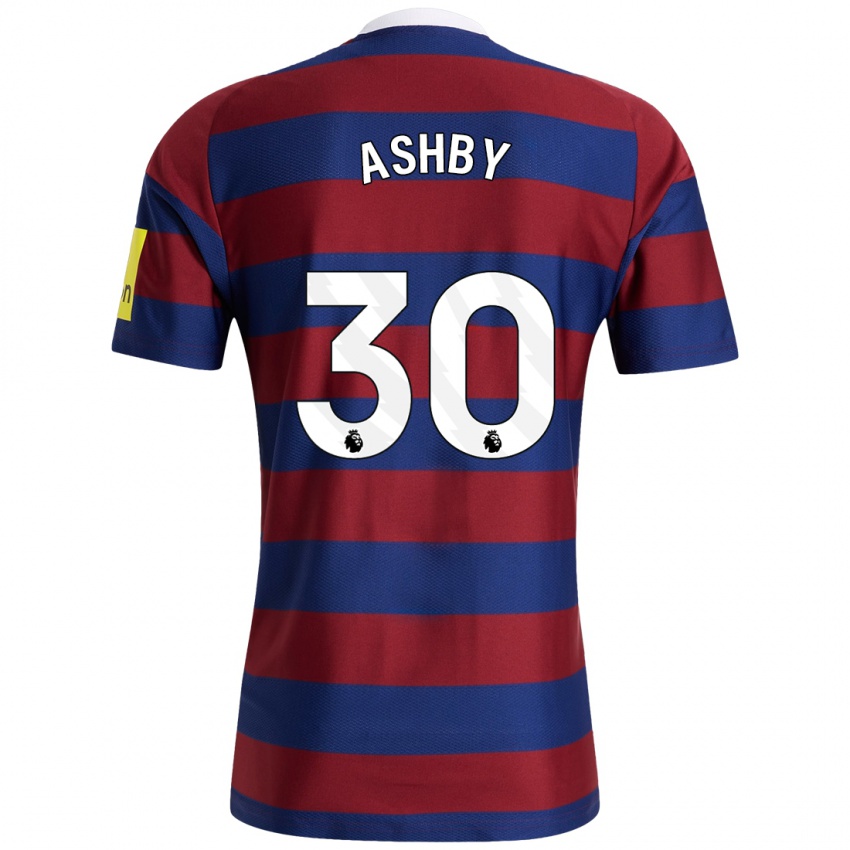 Enfant Maillot Harrison Ashby #30 Bordeaux Bleu Marine Tenues Extérieur 2024/25 T-Shirt Belgique