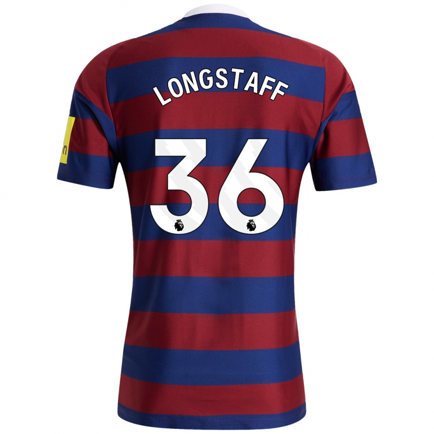 Kinderen Sean Longstaff #36 Bordeauxrood Marineblauw Uitshirt Uittenue 2024/25 T-Shirt België