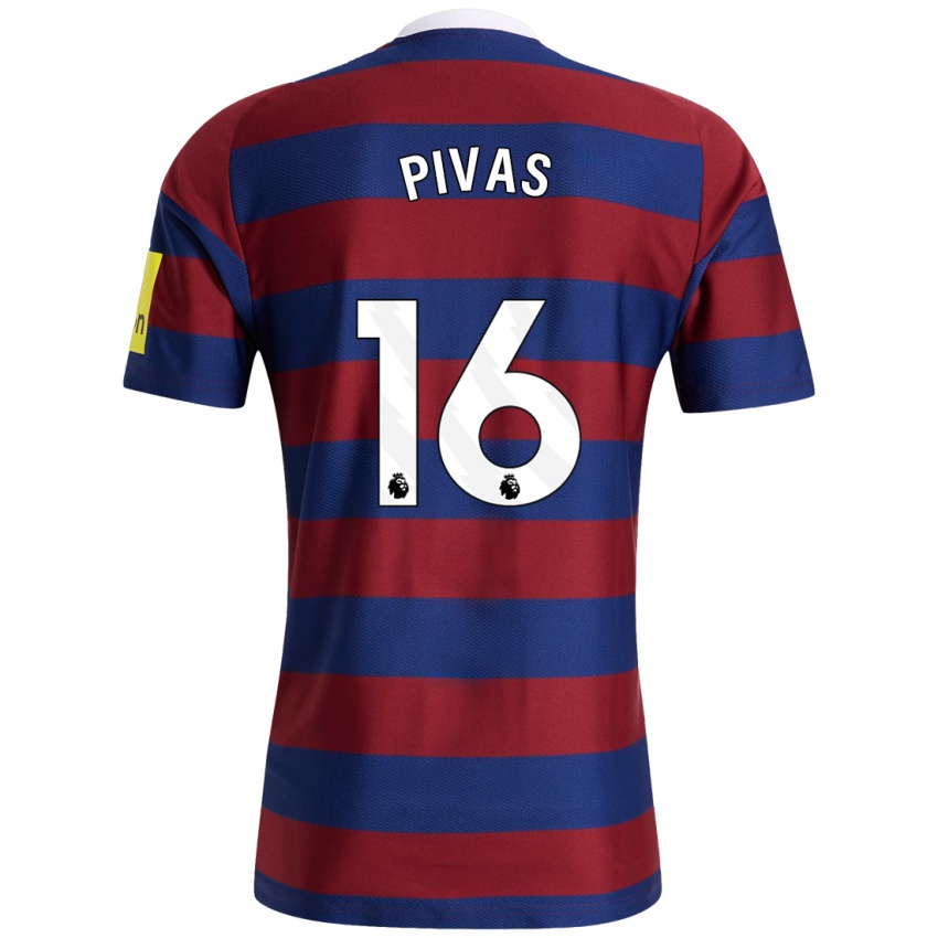 Enfant Maillot Miodrag Pivas #16 Bordeaux Bleu Marine Tenues Extérieur 2024/25 T-Shirt Belgique