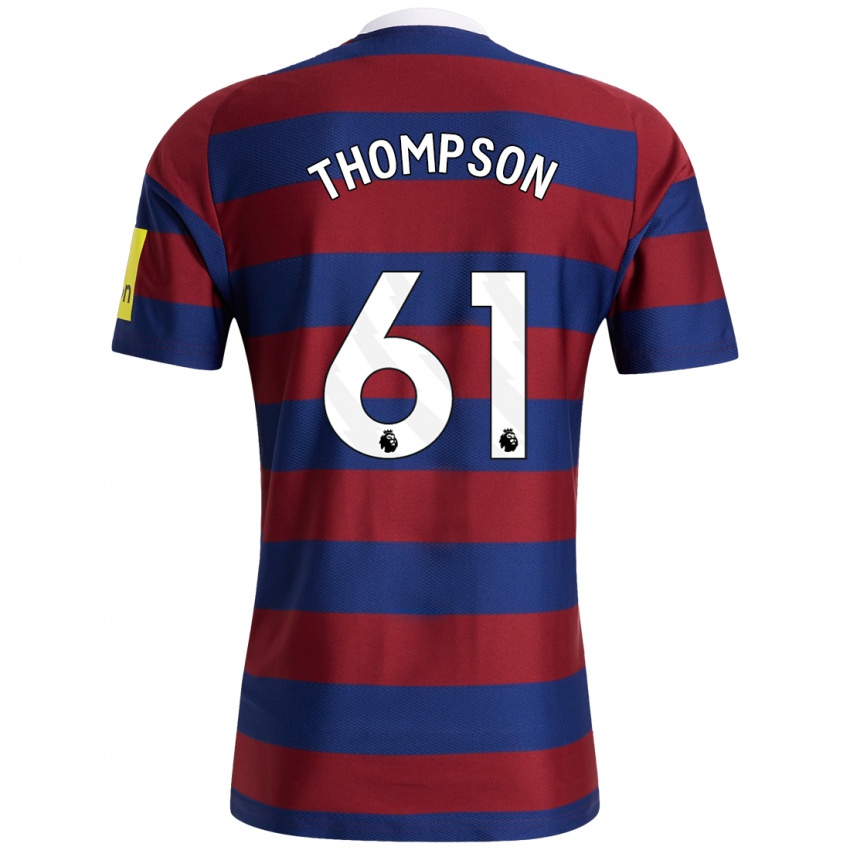 Enfant Maillot Max Thompson #61 Bordeaux Bleu Marine Tenues Extérieur 2024/25 T-Shirt Belgique