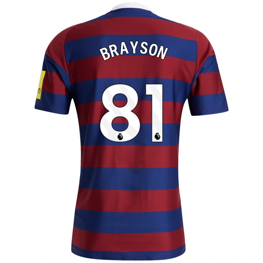 Enfant Maillot Joe Brayson #81 Bordeaux Bleu Marine Tenues Extérieur 2024/25 T-Shirt Belgique