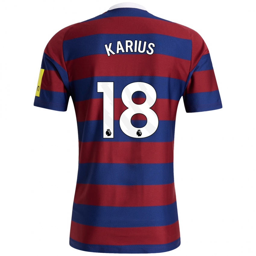 Enfant Maillot Loris Karius #18 Bordeaux Bleu Marine Tenues Extérieur 2024/25 T-Shirt Belgique