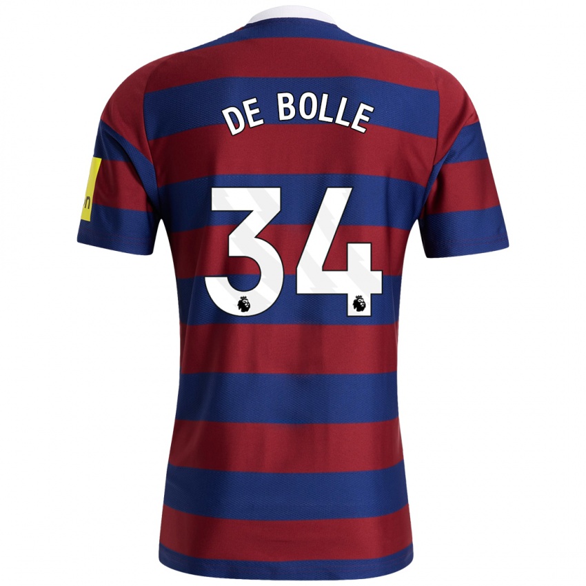 Enfant Maillot Lucas De Bolle #34 Bordeaux Bleu Marine Tenues Extérieur 2024/25 T-Shirt Belgique