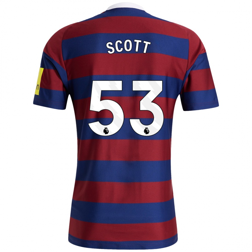 Kinderen Joshua Scott #53 Bordeauxrood Marineblauw Uitshirt Uittenue 2024/25 T-Shirt België