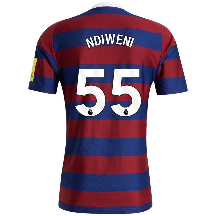 Kinderen Michael Ndiweni #55 Bordeauxrood Marineblauw Uitshirt Uittenue 2024/25 T-Shirt België