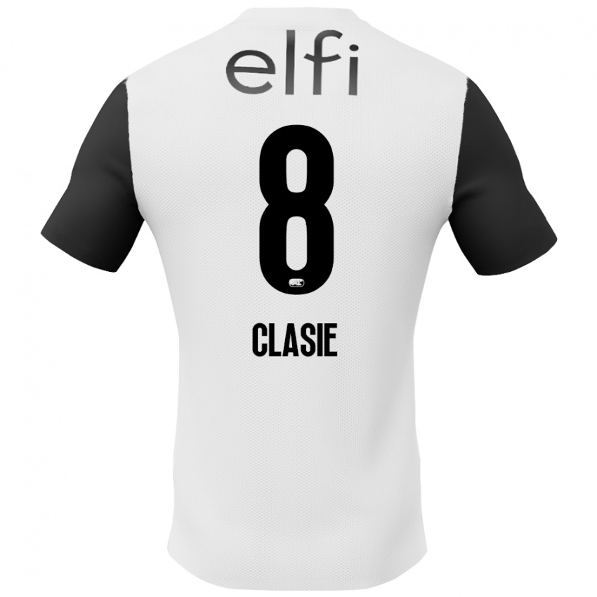 Kinder Jordy Clasie #8 Weiß Schwarz Auswärtstrikot Trikot 2024/25 T-Shirt Belgien