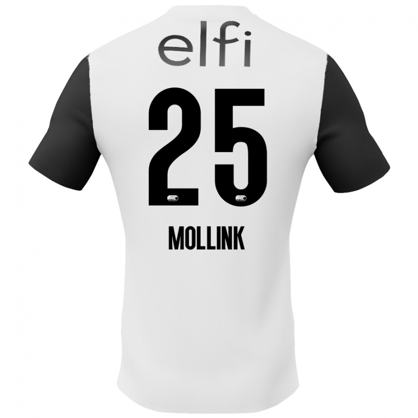 Kinder Yaël Mollink #25 Weiß Schwarz Auswärtstrikot Trikot 2024/25 T-Shirt Belgien