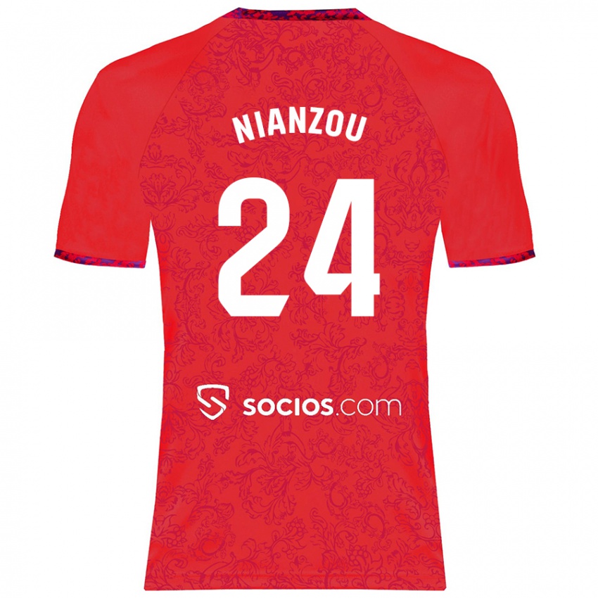 Enfant Maillot Tanguy Nianzou #24 Rouge Tenues Extérieur 2024/25 T-Shirt Belgique