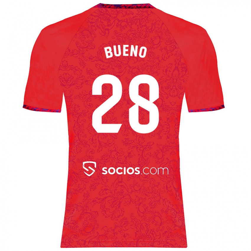 Enfant Maillot Manu Bueno #28 Rouge Tenues Extérieur 2024/25 T-Shirt Belgique