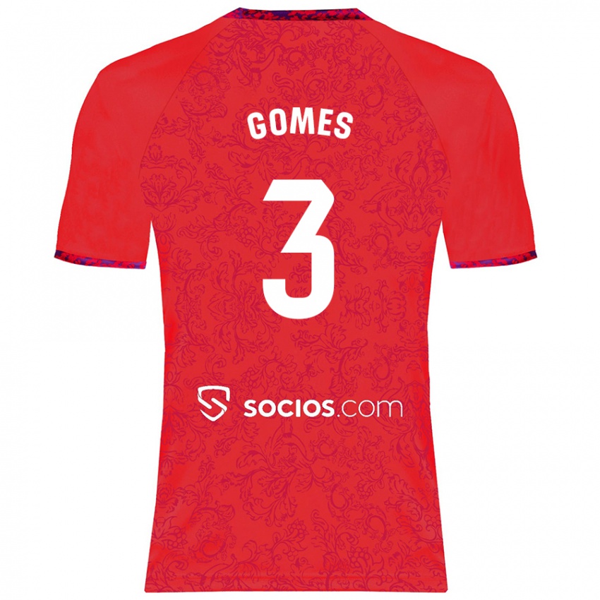 Enfant Maillot Diana Gomes #3 Rouge Tenues Extérieur 2024/25 T-Shirt Belgique