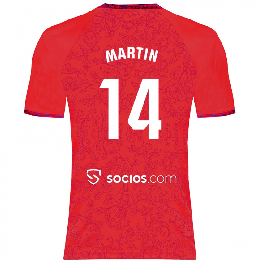 Enfant Maillot Nazareth Martín #14 Rouge Tenues Extérieur 2024/25 T-Shirt Belgique