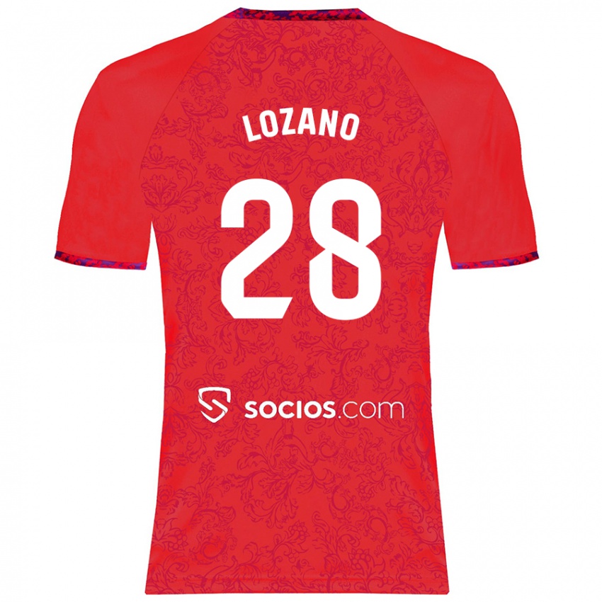 Enfant Maillot Elena Lozano #28 Rouge Tenues Extérieur 2024/25 T-Shirt Belgique