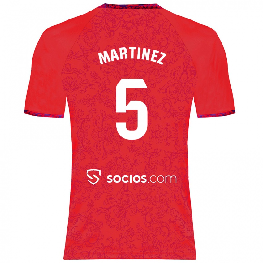 Enfant Maillot Sergio Martínez #5 Rouge Tenues Extérieur 2024/25 T-Shirt Belgique