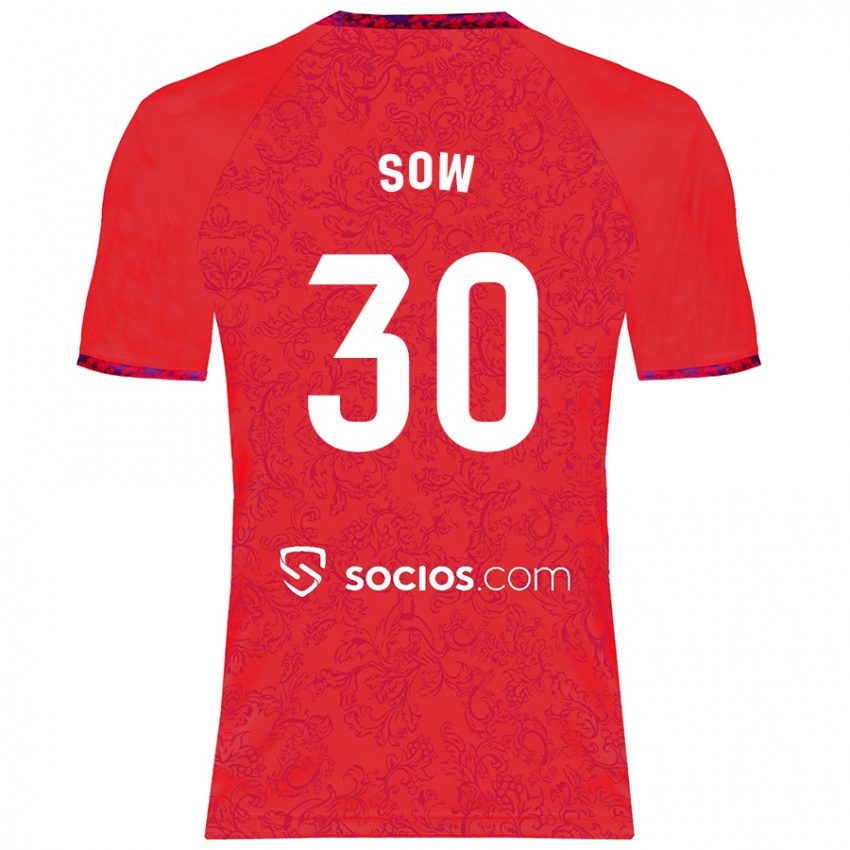 Kinder Ibrahima Sow #30 Rot Auswärtstrikot Trikot 2024/25 T-Shirt Belgien