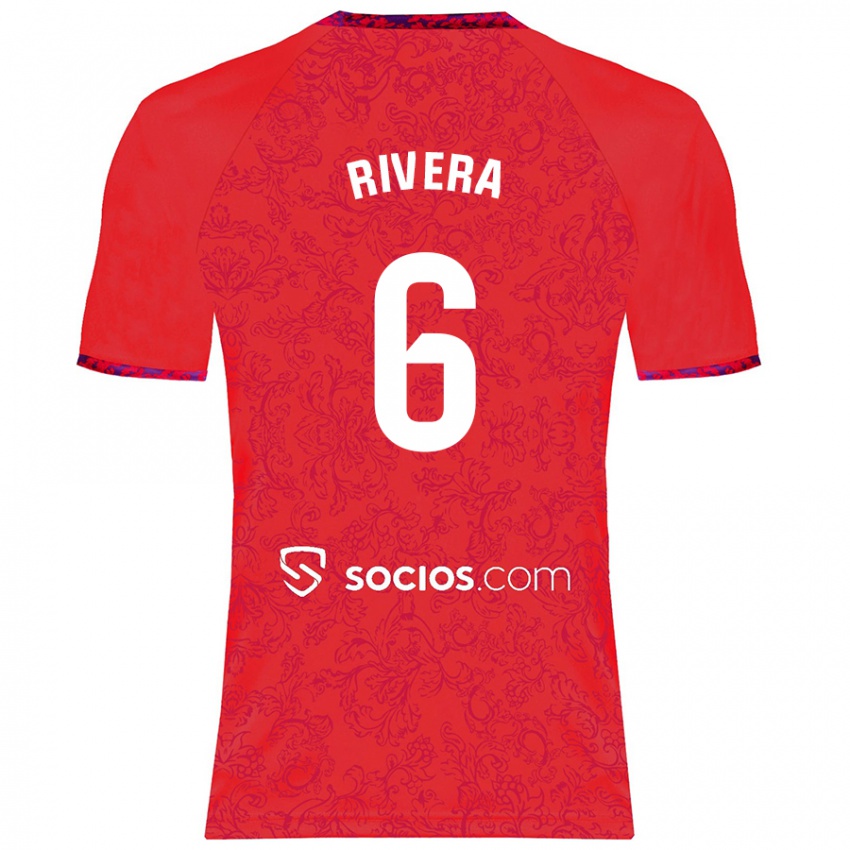 Kinder Pablo Rivera #6 Rot Auswärtstrikot Trikot 2024/25 T-Shirt Belgien