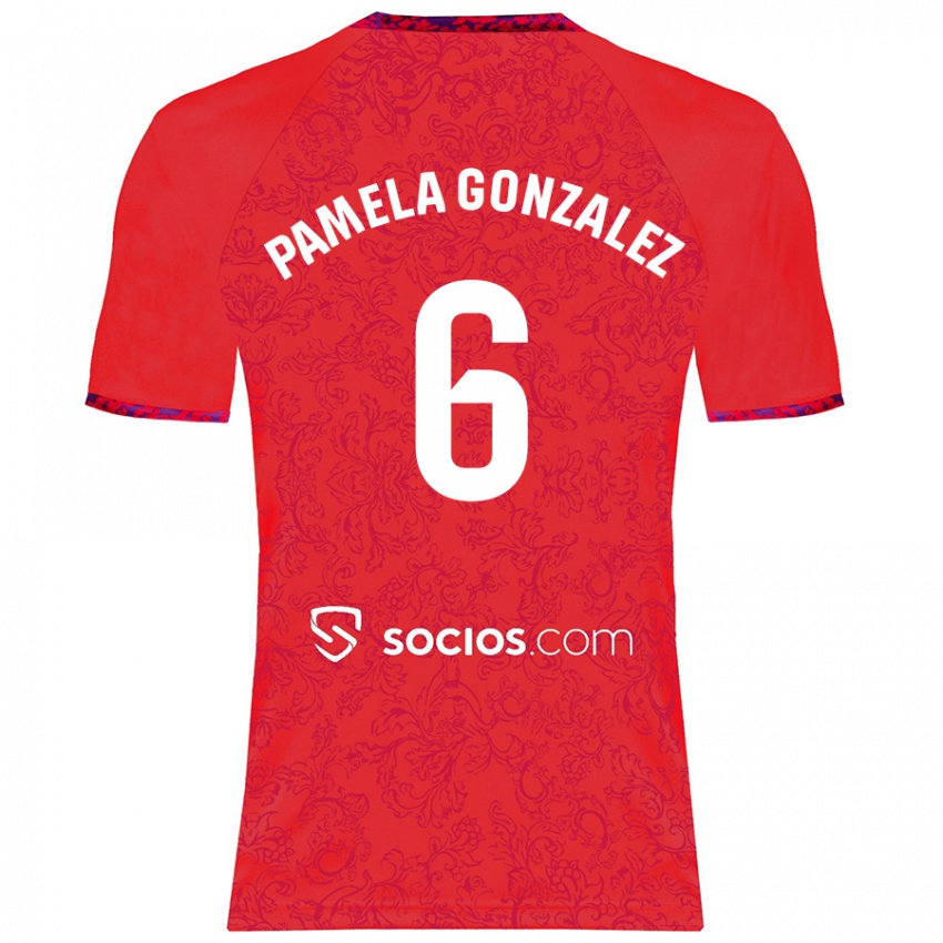 Enfant Maillot Cinthia Pamela González Medina #6 Rouge Tenues Extérieur 2024/25 T-Shirt Belgique