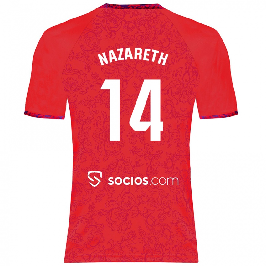 Enfant Maillot Nazaret Martín #14 Rouge Tenues Extérieur 2024/25 T-Shirt Belgique