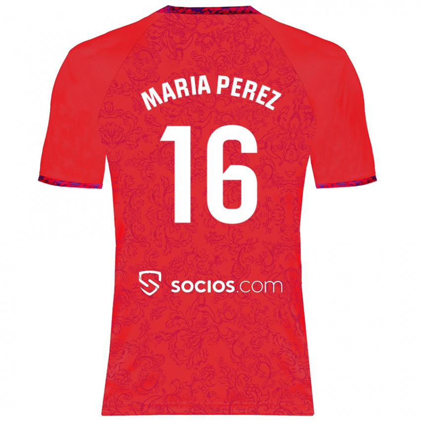 Enfant Maillot María Pérez Rabaza #16 Rouge Tenues Extérieur 2024/25 T-Shirt Belgique