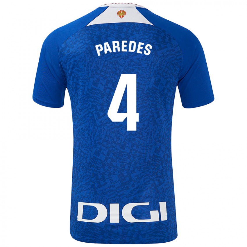 Enfant Maillot Aitor Paredes #4 Bleu Roi Tenues Extérieur 2024/25 T-Shirt Belgique