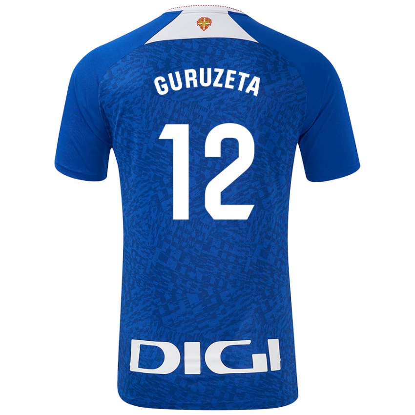 Enfant Maillot Gorka Guruzeta #12 Bleu Roi Tenues Extérieur 2024/25 T-Shirt Belgique