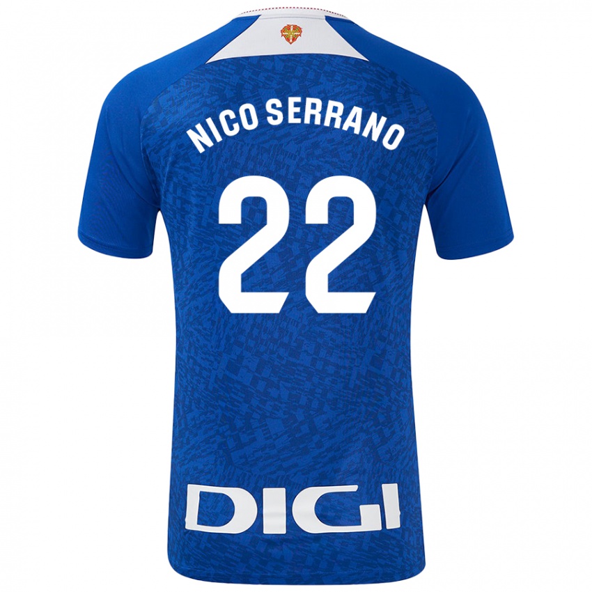 Enfant Maillot Nico Serrano #22 Bleu Roi Tenues Extérieur 2024/25 T-Shirt Belgique